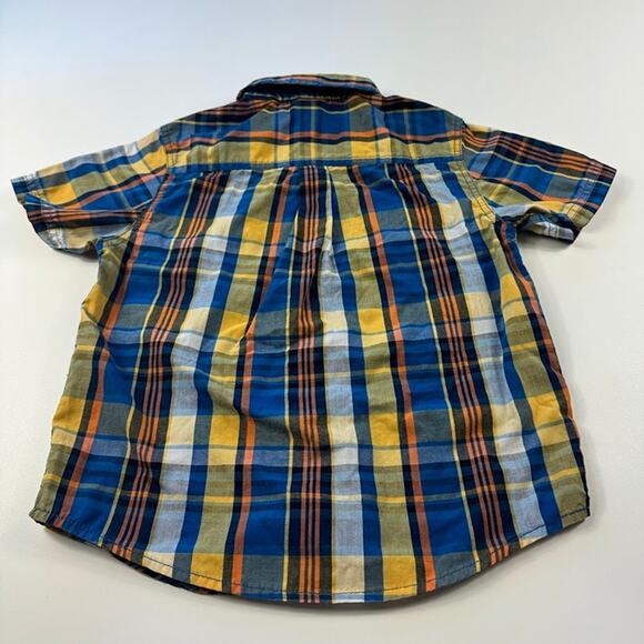 Faded Glory Boys Short Sleeve Button Down Plaid Shirt Blue S Small 6-7 - Picture 2 of 11